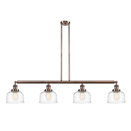 A large image of the Innovations Lighting 214-10-53 Bell Linear Antique Copper / Clear Deco Swirl