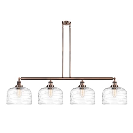 A large image of the Innovations Lighting 214-13-54-L Bell Linear Antique Copper / Clear Deco Swirl