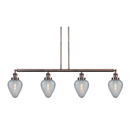 A large image of the Innovations Lighting 214-S Geneseo Antique Copper / Clear Crackle