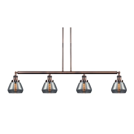 A large image of the Innovations Lighting 214-S Fulton Antique Copper / Plated Smoked