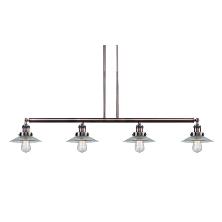 A large image of the Innovations Lighting 214-S Halophane Antique Copper / Flat