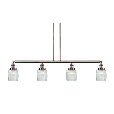 A large image of the Innovations Lighting 214-S Colton Antique Copper / Thick Clear Halophane