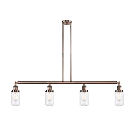 A large image of the Innovations Lighting 214-S Dover Antique Copper / Clear