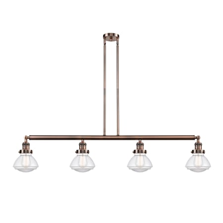 A large image of the Innovations Lighting 214-S Olean Antique Copper / Clear