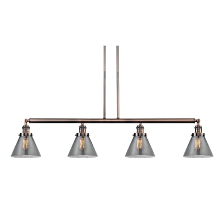 A large image of the Innovations Lighting 214-S Large Cone Antique Copper / Smoked
