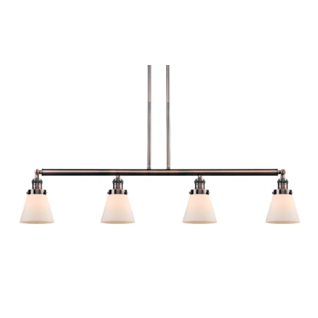 A large image of the Innovations Lighting 214-S Small Cone Antique Copper / Matte White Cased