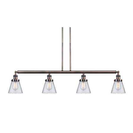A large image of the Innovations Lighting 214-S Small Cone Antique Copper / Clear