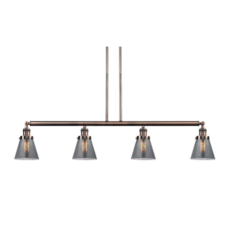 A large image of the Innovations Lighting 214-S Small Cone Antique Copper / Smoked