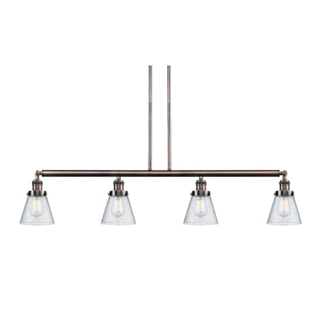 A large image of the Innovations Lighting 214-S Small Cone Antique Copper / Seedy