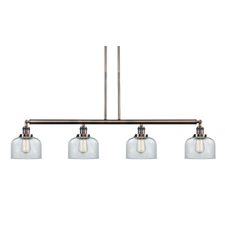 A large image of the Innovations Lighting 214-S Large Bell Antique Copper / Clear