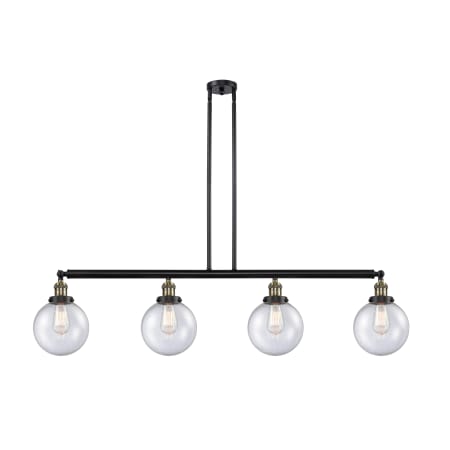 A large image of the Innovations Lighting 214 Large Beacon Black Antique Brass / Seedy