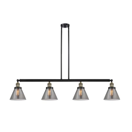 A large image of the Innovations Lighting 214 Large Cone Black Antique Brass / Plated Smoke