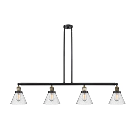 A large image of the Innovations Lighting 214 Large Cone Black Antique Brass / Seedy