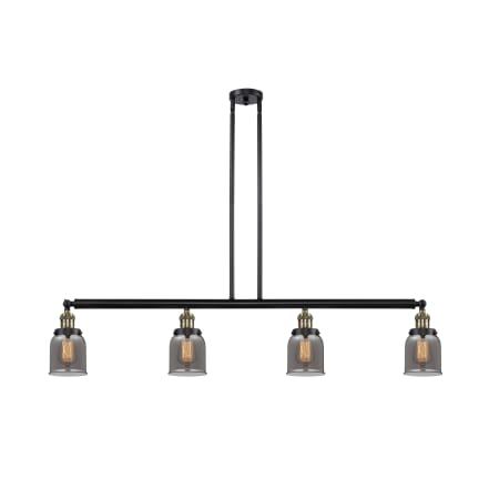 A large image of the Innovations Lighting 214 Small Bell Black Antique Brass / Plated Smoke
