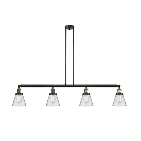 A large image of the Innovations Lighting 214 Small Cone Black Antique Brass / Clear