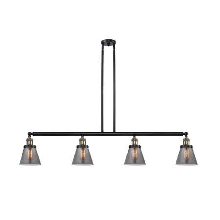 A large image of the Innovations Lighting 214 Small Cone Black Antique Brass / Plated Smoke