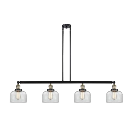 A large image of the Innovations Lighting 214 Large Bell Black Antique Brass / Clear