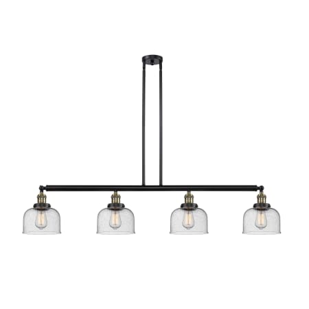 A large image of the Innovations Lighting 214 Large Bell Black Antique Brass / Seedy