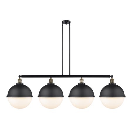 A large image of the Innovations Lighting 214-17-58 Hampden Linear Black Antique Brass / Matte White