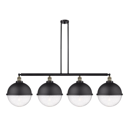 A large image of the Innovations Lighting 214-17-58 Hampden Linear Black Antique Brass / Seedy