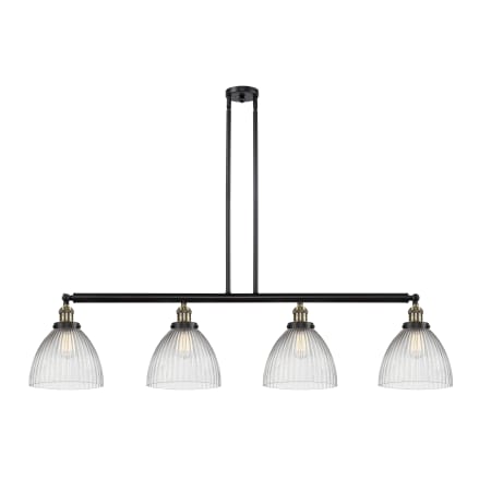 A large image of the Innovations Lighting 214 Seneca Falls Black Antique Brass / Clear Halophane