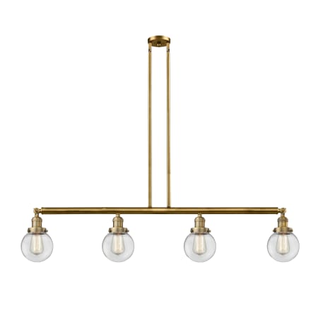 A large image of the Innovations Lighting 214-11-51 Beacon Linear Brushed Brass / Clear