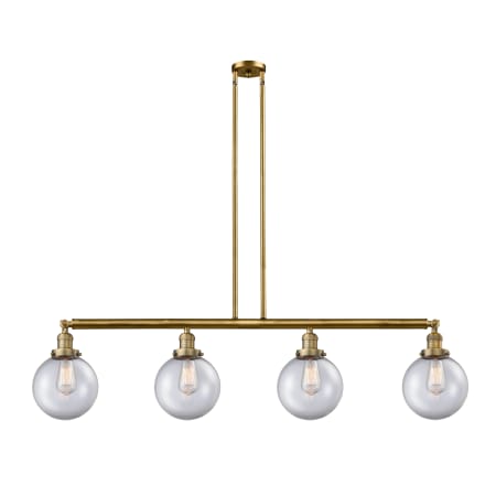 A large image of the Innovations Lighting 214 Large Beacon Brushed Brass / Clear