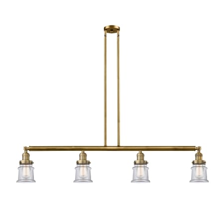 A large image of the Innovations Lighting 214 Small Canton Brushed Brass / Clear