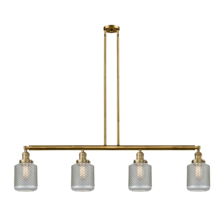 A large image of the Innovations Lighting 214 Stanton Brushed Brass / Clear Wire Mesh