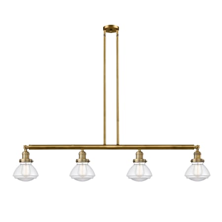 A large image of the Innovations Lighting 214-S Olean Brushed Brass / Clear