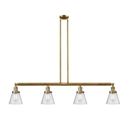 A large image of the Innovations Lighting 214 Small Cone Brushed Brass / Seedy