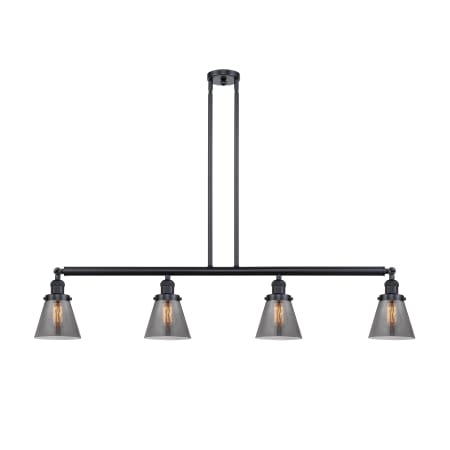 A large image of the Innovations Lighting 214 Small Cone Matte Black / Plated Smoke