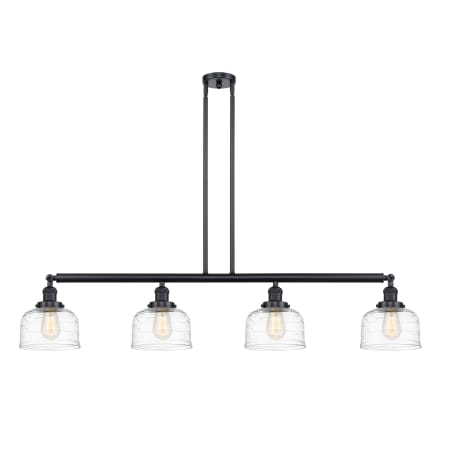 A large image of the Innovations Lighting 214-10-53 Bell Linear Matte Black / Clear Deco Swirl