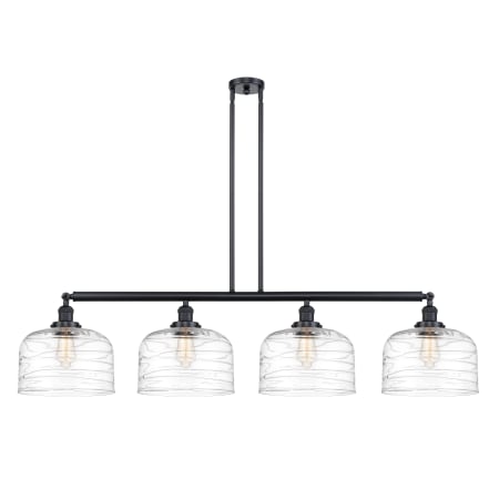 A large image of the Innovations Lighting 214--13-54-L Bell Linear Matte Black / Clear Deco Swirl