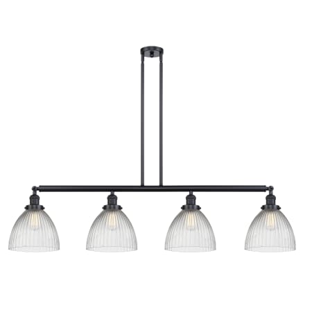 A large image of the Innovations Lighting 214 Seneca Falls Matte Black / Clear Halophane