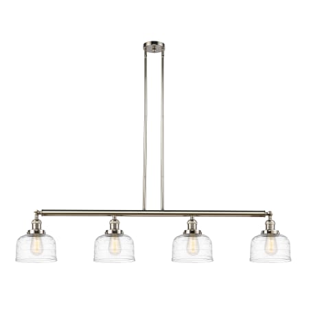 A large image of the Innovations Lighting 214-10-53 Bell Linear Polished Nickel / Clear Deco Swirl