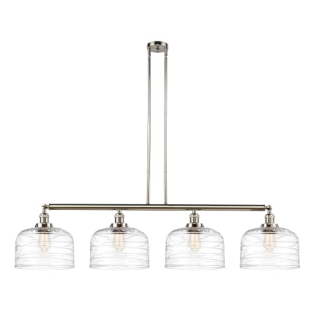 A large image of the Innovations Lighting 214-13-54-L Bell Linear Polished Nickel / Clear Deco Swirl