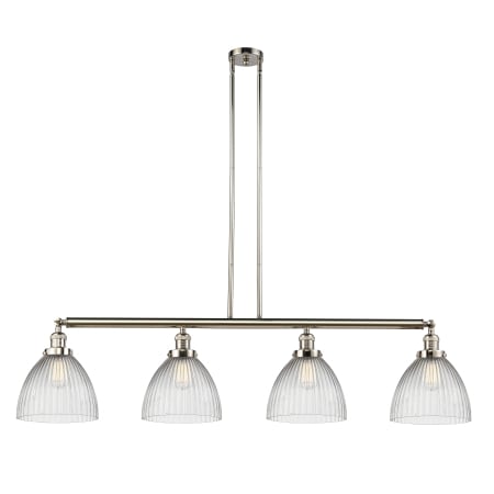 A large image of the Innovations Lighting 214 Seneca Falls Polished Nickel / Clear Halophane