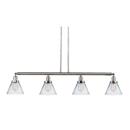 A large image of the Innovations Lighting 214-S Large Cone Polished Nickel / Clear