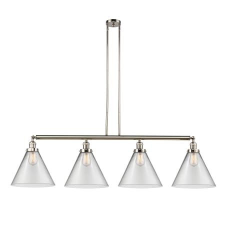 A large image of the Innovations Lighting 214 X-Large Cone Polished Nickel / Clear