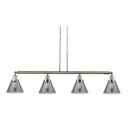 A large image of the Innovations Lighting 214-S Large Cone Polished Nickel / Smoked