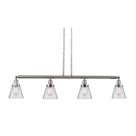 A large image of the Innovations Lighting 214-S Small Cone Polished Nickel / Clear