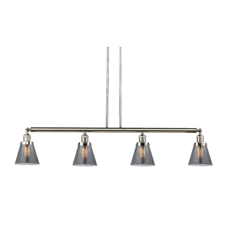 A large image of the Innovations Lighting 214-S Small Cone Polished Nickel / Smoked