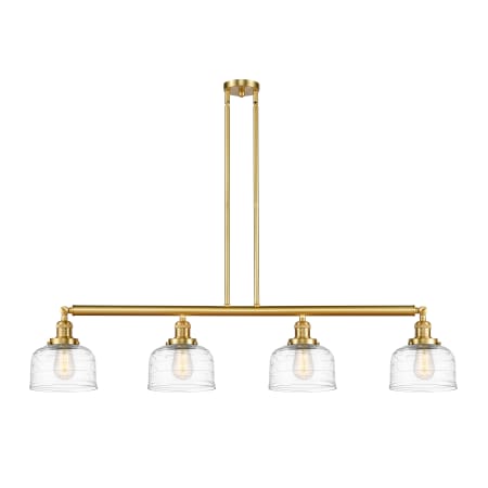 A large image of the Innovations Lighting 214-10-53 Bell Linear Satin Gold / Clear Deco Swirl