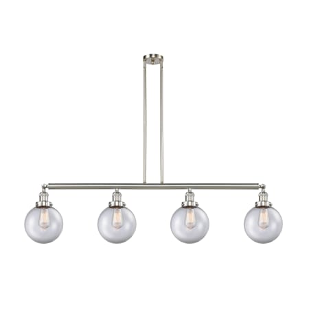 A large image of the Innovations Lighting 214 Large Beacon Brushed Satin Nickel / Clear