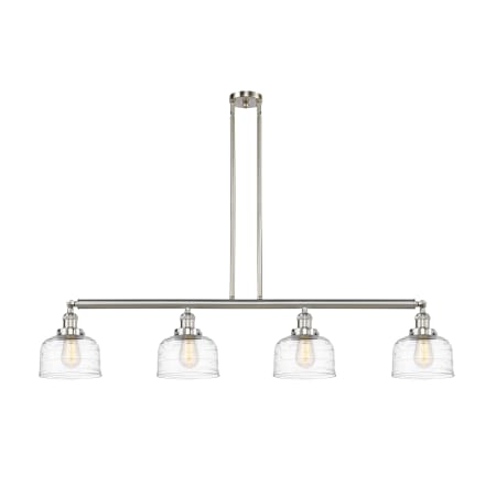 A large image of the Innovations Lighting 214-10-53 Bell Linear Brushed Satin Nickel / Clear Deco Swirl