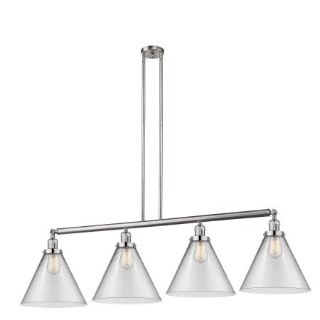 A large image of the Innovations Lighting 214 X-Large Cone Brushed Satin Nickel / Clear