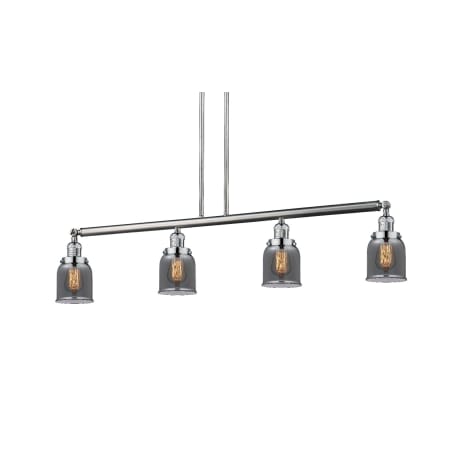 A large image of the Innovations Lighting 214-S Small Bell Brushed Satin Nickel / Plated Smoked