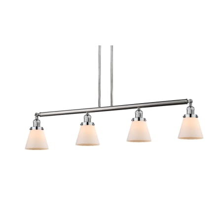 A large image of the Innovations Lighting 214-S Small Cone Brushed Satin Nickel / Matte White Cased