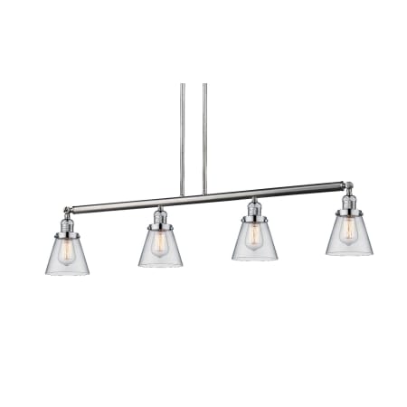 A large image of the Innovations Lighting 214-S Small Cone Brushed Satin Nickel / Clear